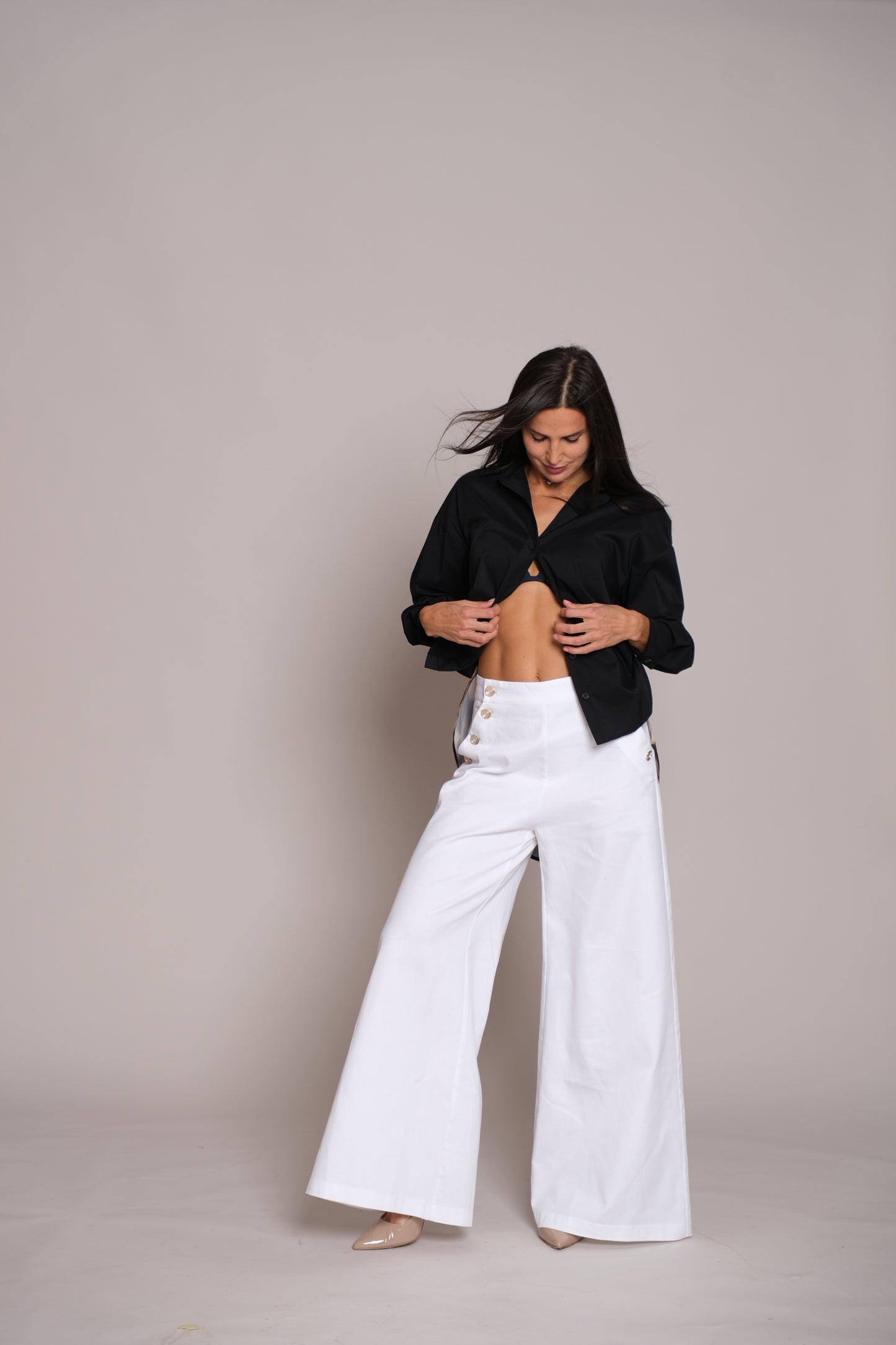 Satén Desire Black Shirt