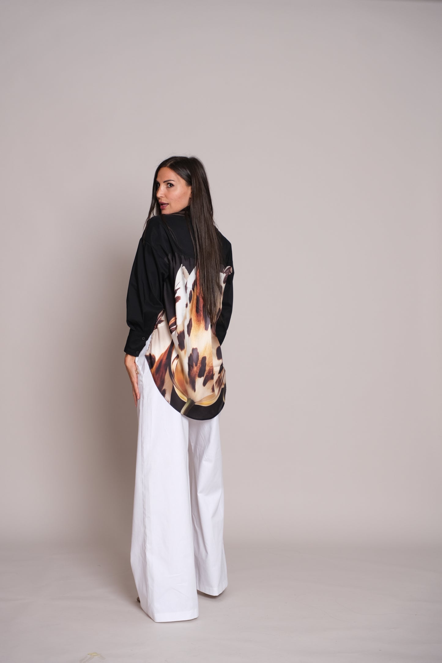 Satén Desire Black Shirt