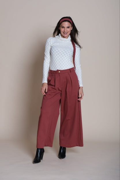 Caprice Pleated Trousers Burgundy