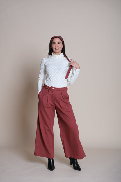 Caprice Pleated Trousers Burgundy