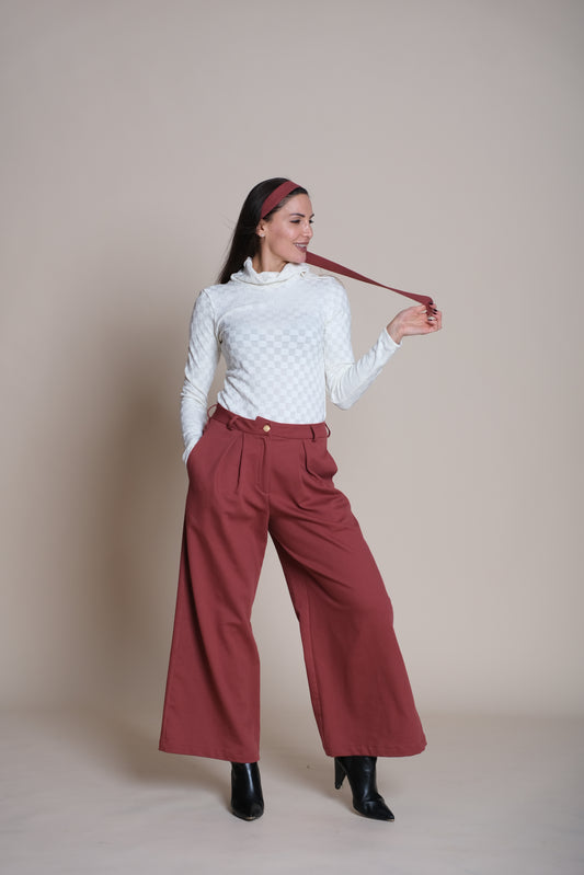 Caprice Pleated Trousers Burgundy