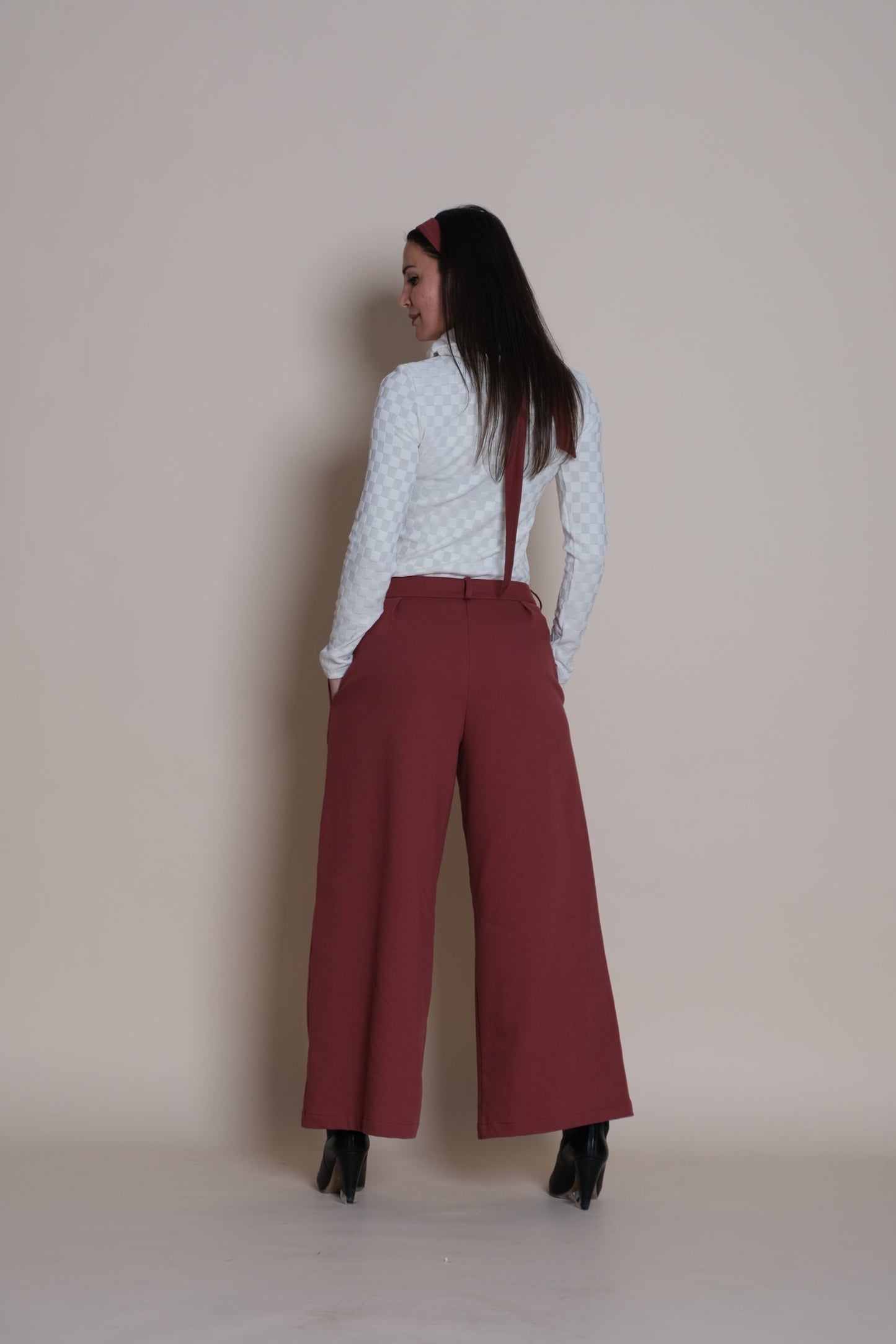 Caprice Pleated Trousers Burgundy