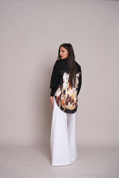 Satén Desire Black Shirt