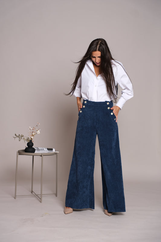 Velvet Blue Skyline Trousers