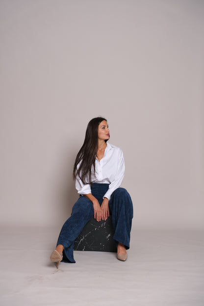 Velvet Blue Skyline Trousers