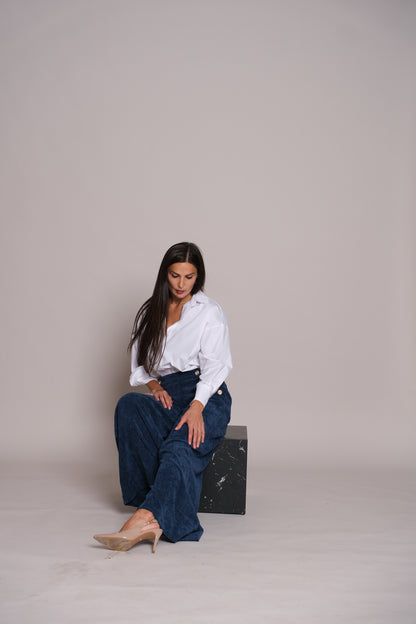 Velvet Blue Skyline Trousers